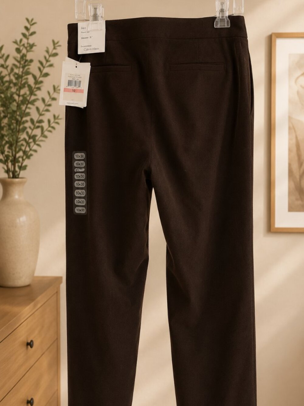 NWT Calvin Klein Dark Brown Classic Fit Dress Pants Size 10 30" Inseam